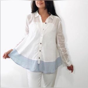 We The Free Button Up Semi Sheer Shirt Size-Small